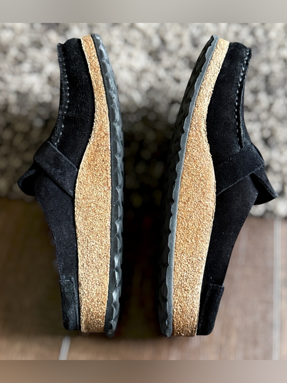 BIRKENSTOCK Black Suede Slip-On Mule with Cork-Style Midsole Size 7 Women - Picture 5 of 12